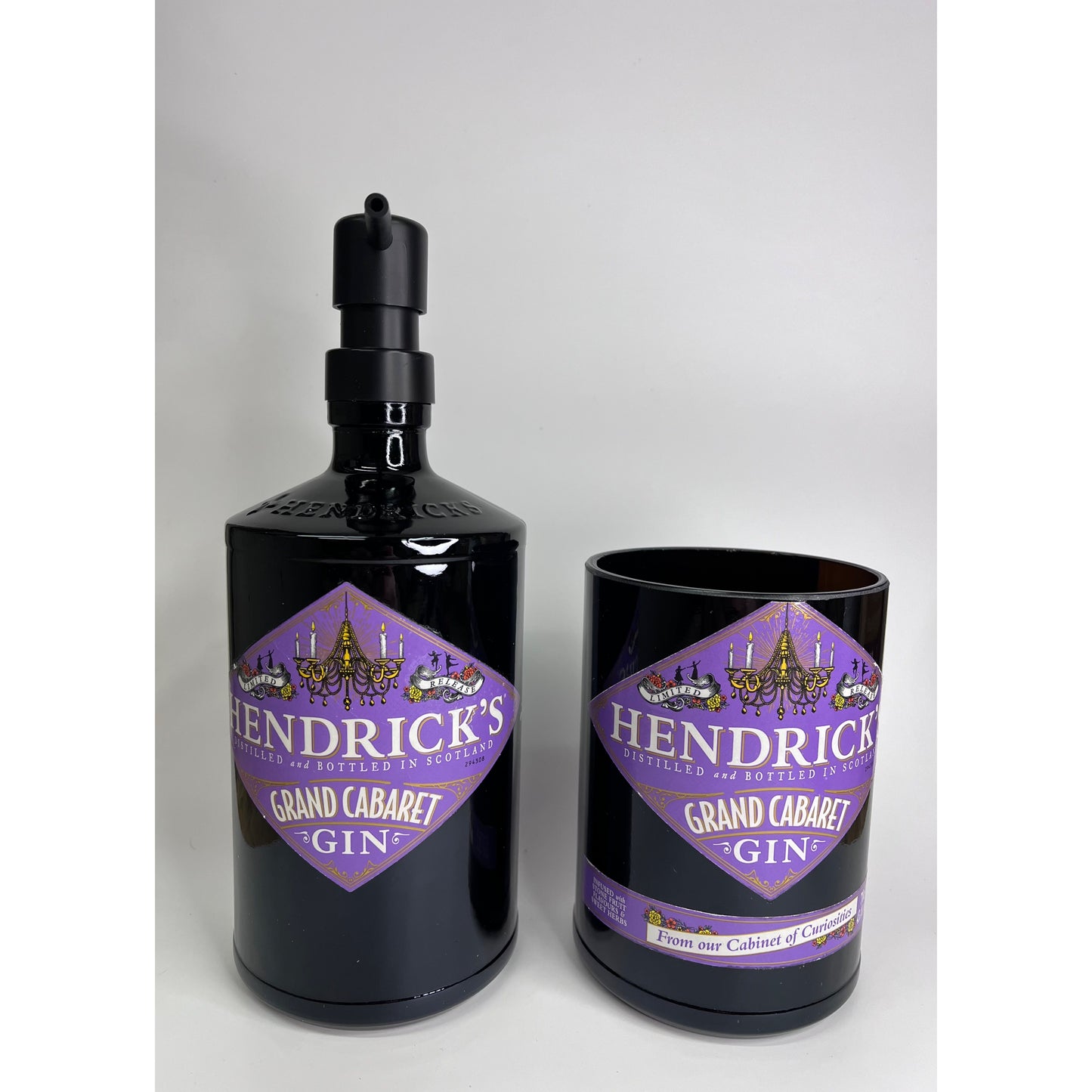 set bagno gran cabaret dispenser portaspazzolino artigianale riciclo bottiglie