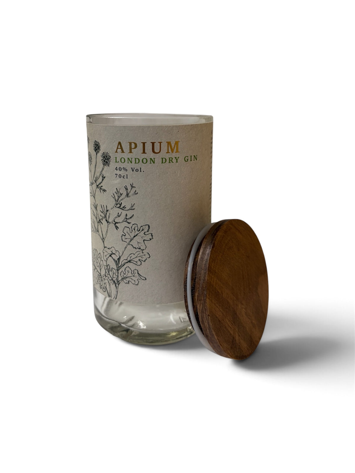 CONTENITORE APIUM aperto con coperchio in legno a lato