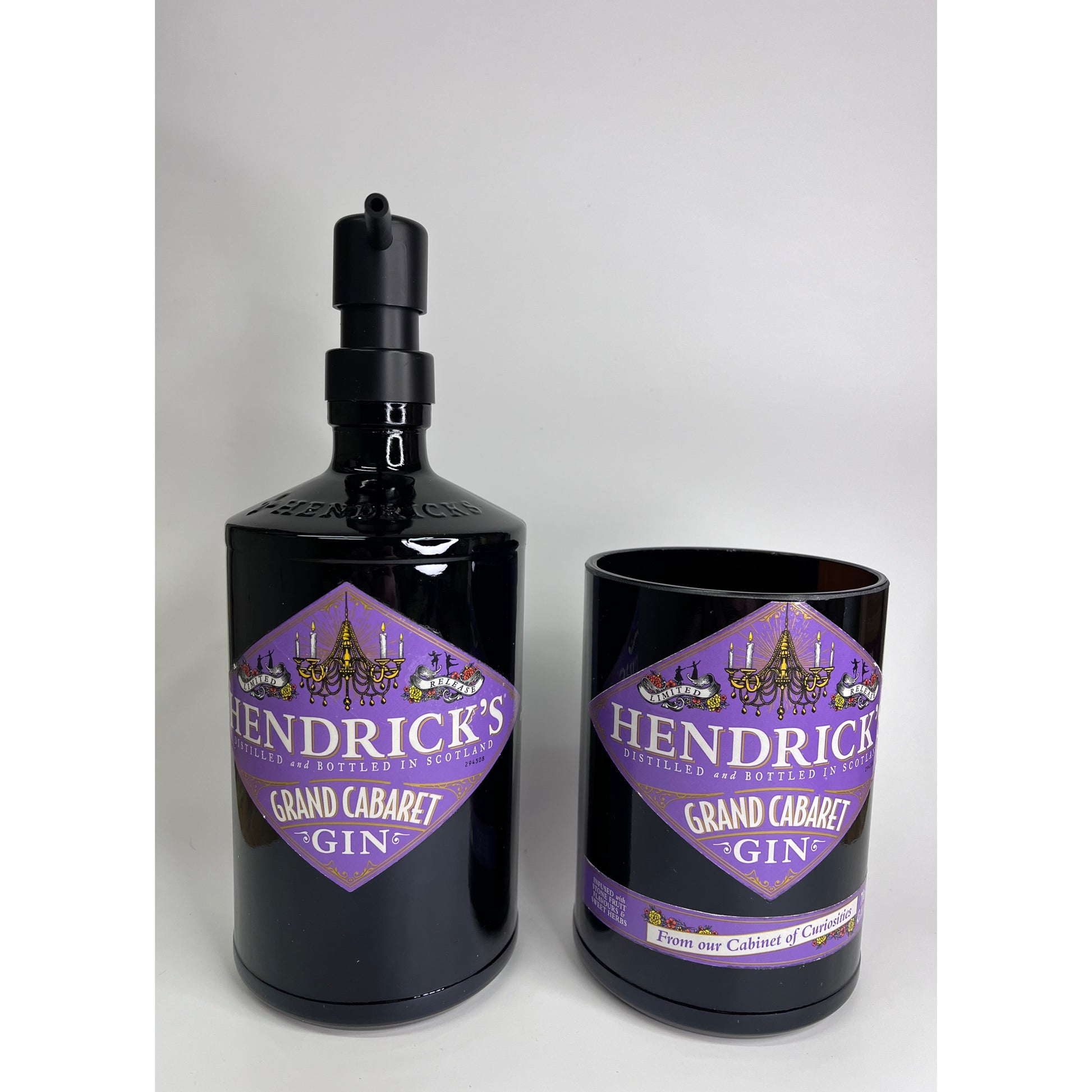 set bagno gran cabaret dispenser portaspazzolino artigianale riciclo bottiglie